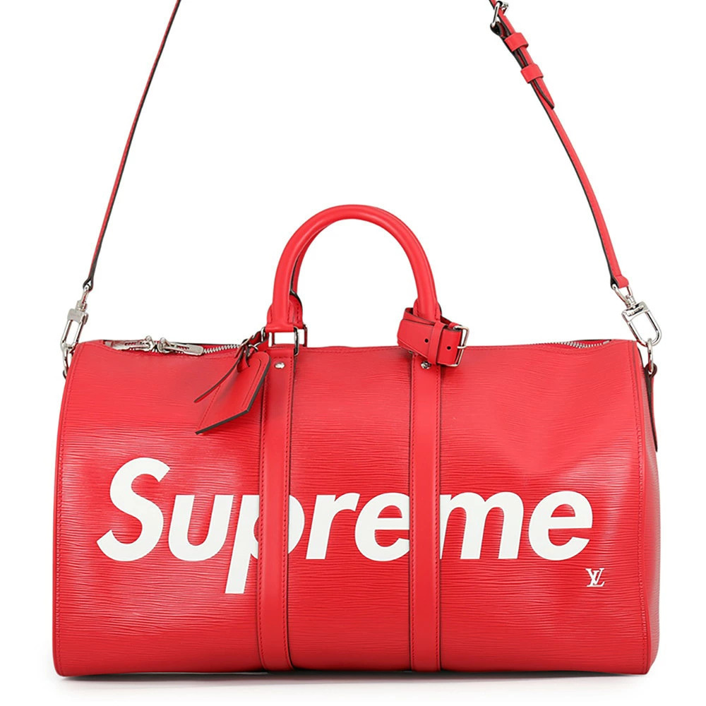Louis Vuitton Epi Supreme Keepall Bandouliere Travel Bag Leather Red